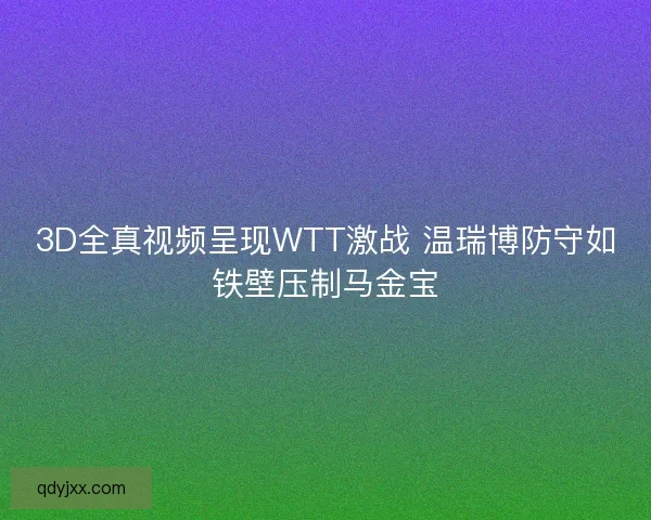 3D全真视频呈现WTT激战 温瑞博防守如铁壁压制马金宝 3D全真视频呈现WTT激战 温瑞博防守如铁壁压制马金宝