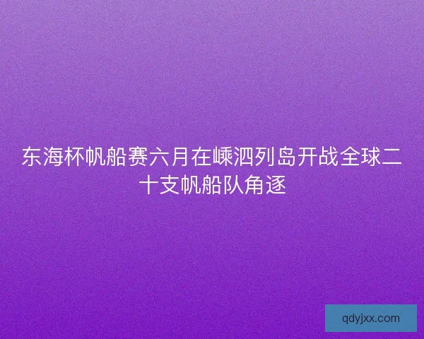 东海杯帆船赛六月在嵊泗列岛开战全球二十支帆船队角逐